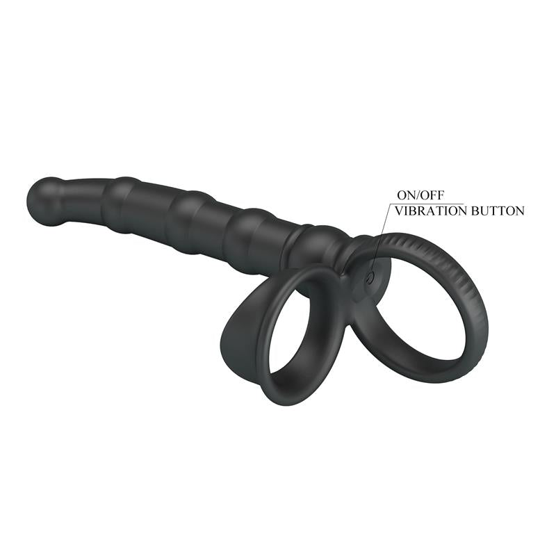 Pretty Love - Tatum Anillo Vibrador Pene Con Plug 10 Vibraciones Negro