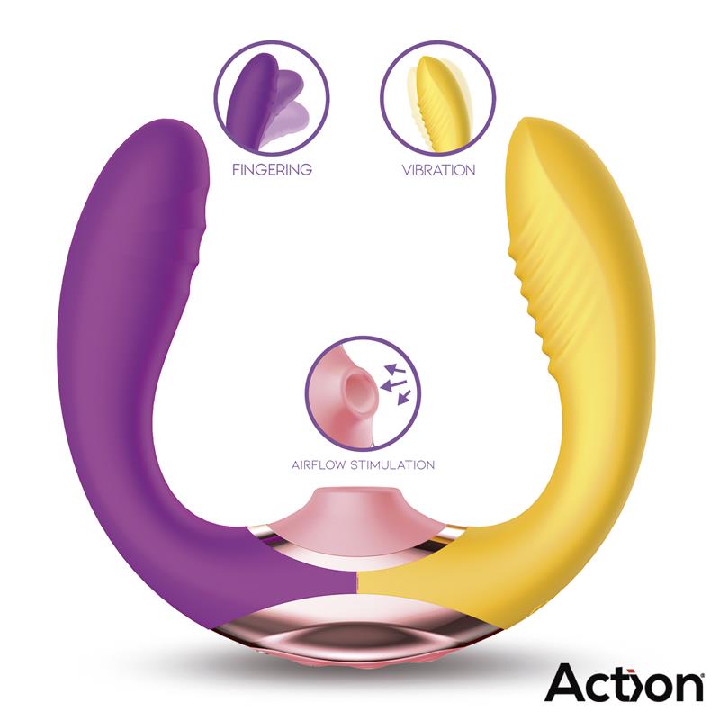 Two Lovers 3 In 1 Vibrador Con Finger Y Succión