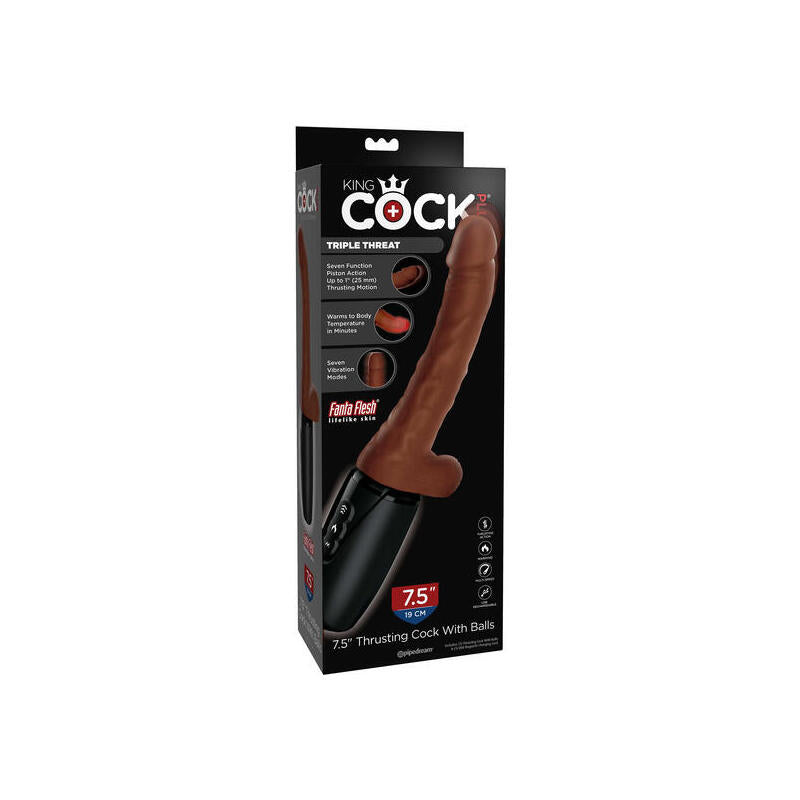 Vibrador King Cock Plus Triple Threat - Marrón