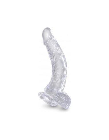 King Cock - Clear Pene Realistico Curvado Con Testiculos 16.5 Cm Transparente