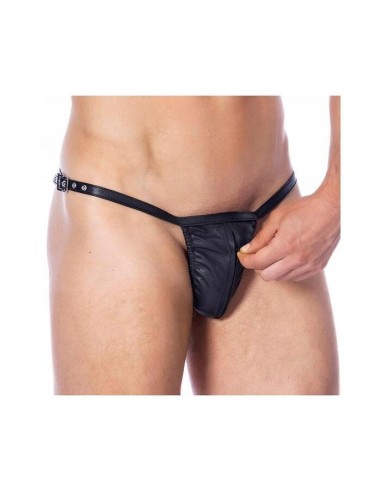 Tanga De Cuero Ajustable Con Cremallera Talla única