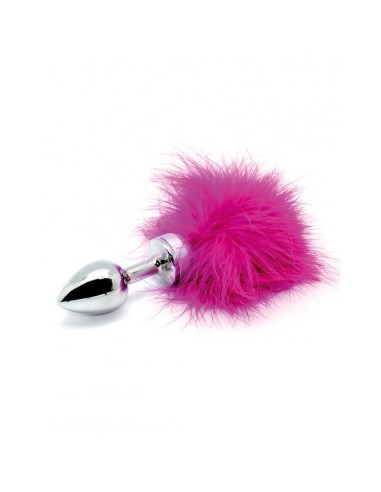 Plug Anal Con Plumas Rosa 73mm