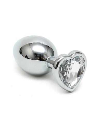 Plug Anal Acero Inox Cristal Corazón Transparente