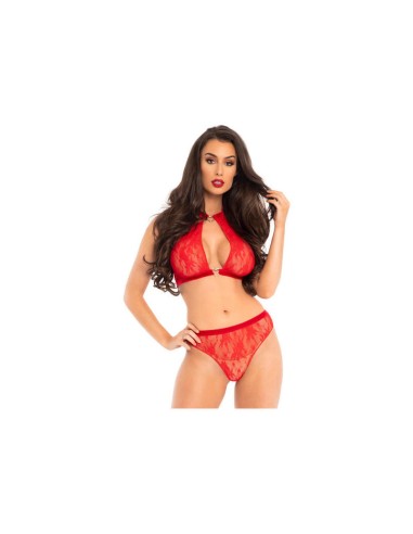 Leg Avenue - Set Dos Piezas Panties Y Top Cuello Halter Rojo S/m