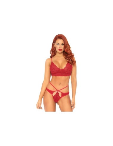 Leg Avenue - Set 2 Piezas Con Tanga Doble Tiranta S/m Rojo