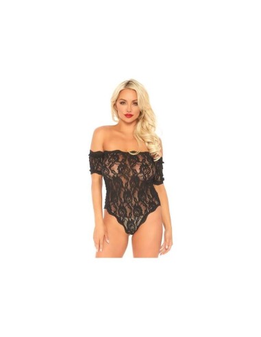 Body Teddy De Encaje Floral - Negro