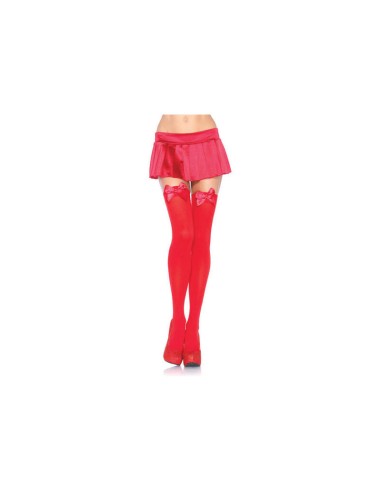 Leg Avenue - Medias Rojas Con Lazo Rojo Talla Unica