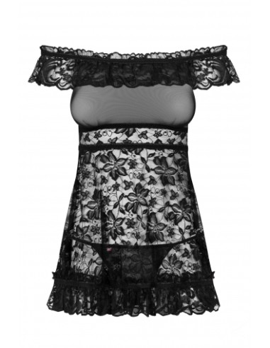 Babydoll Negro S/m, Obsessive - Flores