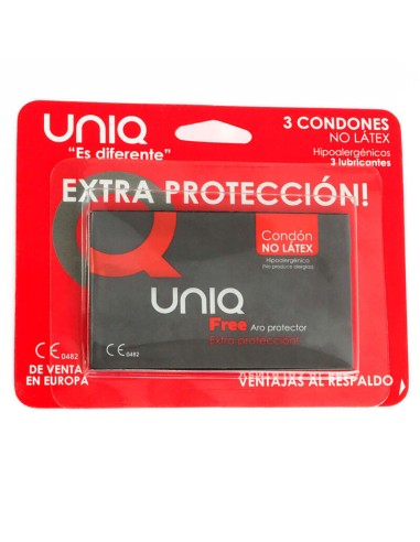 Uniq - Free Preservativos Con Aro Protector Sin Latex 3 Unidades