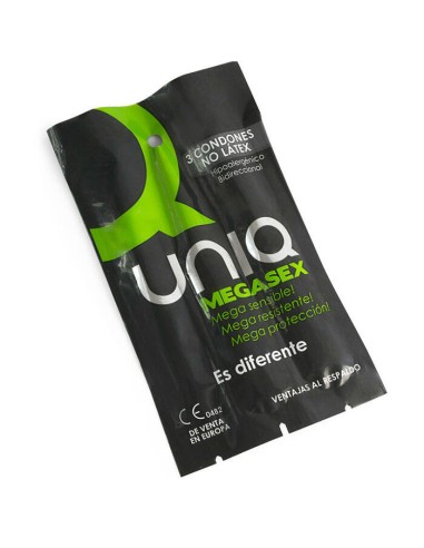 Uniq - Megasex Preservativos Sensitivos Con Liguero Sin Latex 3 Unidades