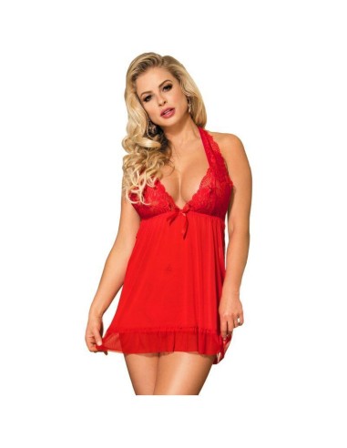 Subblime - Babydoll Rojo Floral Adornos En El Pecho S/m