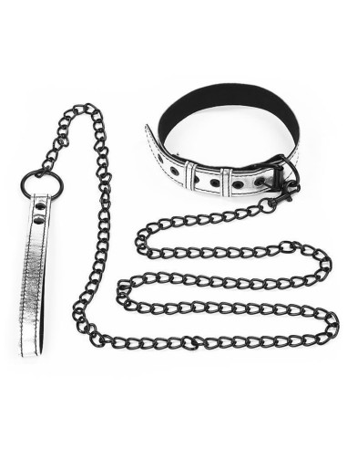 Collar Con Correa Bondage Plateado