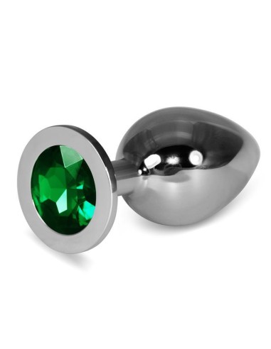 Plug Anal Metal Rosebud Classic Con Joya Verde Talla L