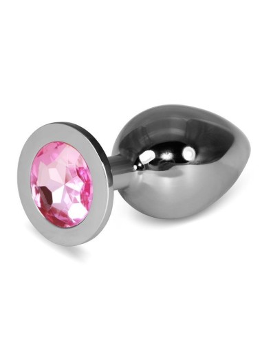 Plug Anal Metal Rosebud Classic Con Joya Rosa Talla L