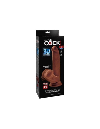 King Cock - Plus 3d Dildo Swinging Balls 24.5 Cm Marron