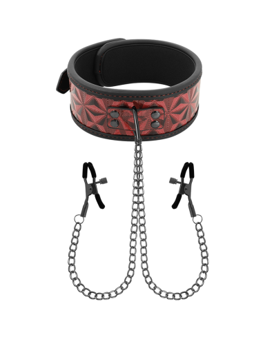 Begme - Red Edition Collar Con Cadenas Y Pinzas Pezones Con Forro De Neopreno