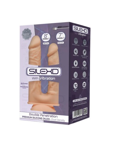 Silexd - Modelo 1 Pene Realistico Doble Penetracion Vibrador Silicona Premium Silexpan 17.5 / 19.5 Cm