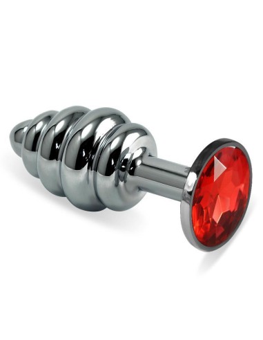 Plug Anal En Espiral Rosebud Con Joya Rojo