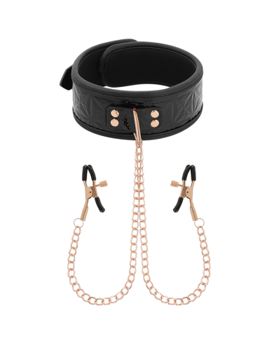 Begme - Black Edition Collar Con Cadenas Y Pinzas Pezones Con Forro De Neopreno