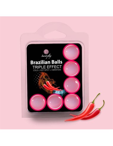 Set 6 Brazilian Balls Triple Efecto (calor, Frio Y Vibración)