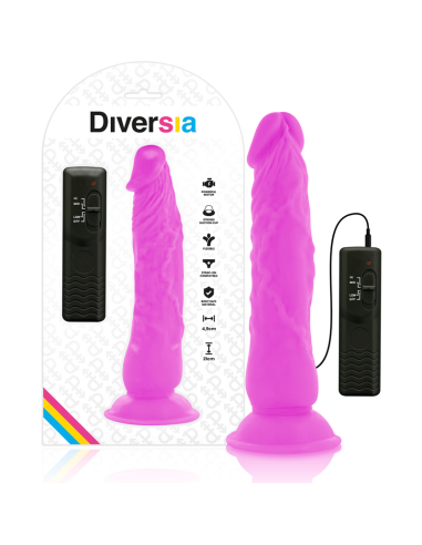 Diversia - Dildo Flexible Con Vibracion Lila 21 Cm -o- 4.9 Cm