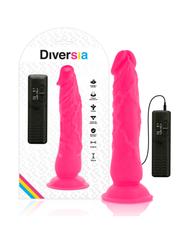 Diversia - Dildo Flexible Con Vibracion Rosa 21 Cm -o- 4.9 Cm