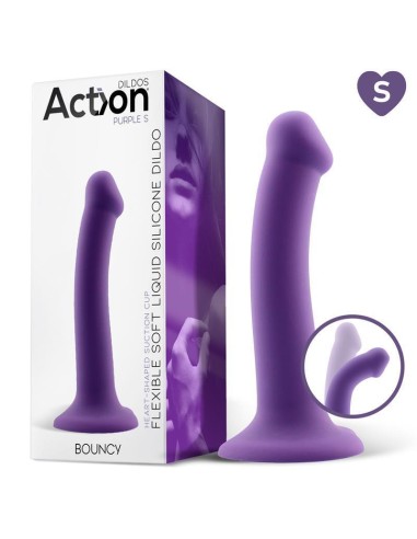 Dildo Bouncy Silicona Líquida Hiper Flexible 6.5 - 16.5 Cm Talla S Púrpura