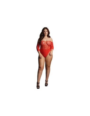 Le Desir Crotchless Rhinestone Teddy - Rojo