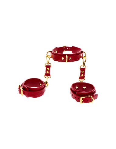 Taboom D-ring Collar And Wrist Cuffs Red