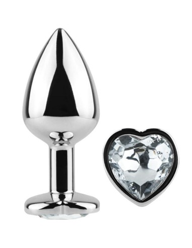 Secretplay - Metal Butt Plug Corazón Transparente Talla S 7 Cm