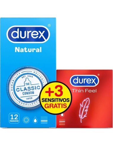 Durex Love Sex Natural Plus 12 Preservativos + 3 Sensitivos