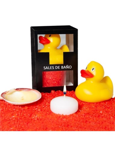 Set Sales Baño Aroma Frutos Rojos Pato, Vela Y Concha 150 Gr