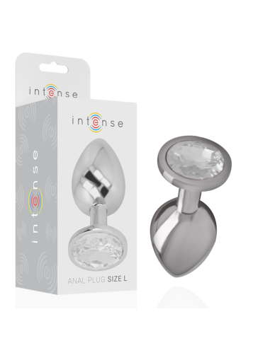 Intense - Plug Anal Metal Aluminio Con Cristal Plata Talla L