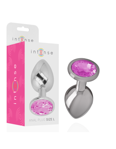 Intense - Plug Anal Metal Aluminio Con Cristal Rosa Talla L