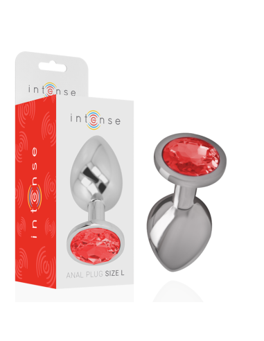 Intense - Plug Anal Metal Aluminio Con Cristal Rojo Talla L