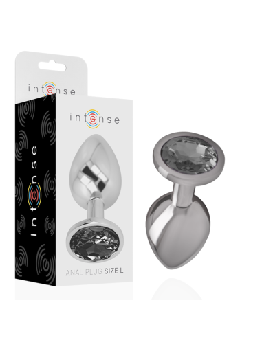 Intense - Plug Anal Metal Aluminio Con Cristal Negro Talla L