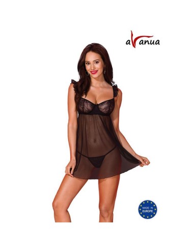 Milagros Chemise Y Tanga Negro Talla (interno):s/m