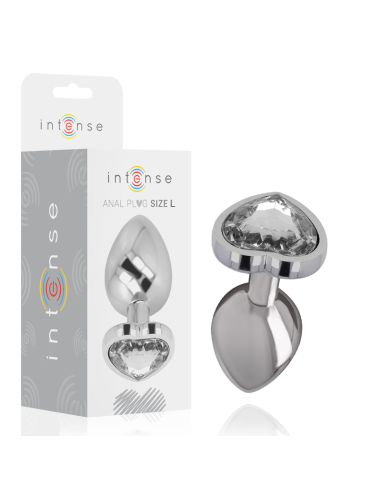 Intense - Plug Anal Metal Aluminio Corazón Blanco Talla L