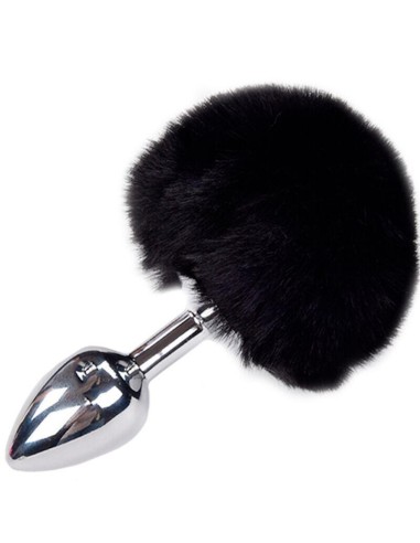 Alive - Anal Pleasure Plug Liso Metal Pompon Negro Talla M