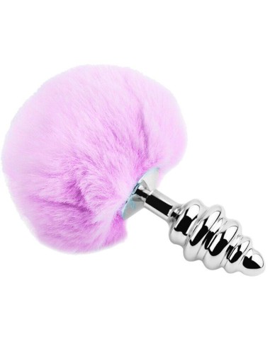 Alive - Anal Pleasure Plug Espiral Metal Pompon Violeta Talla L