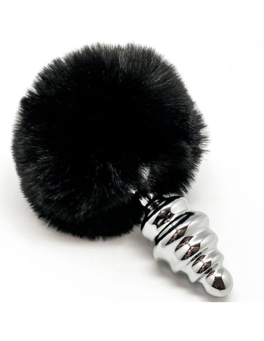 Alive - Anal Pleasure Plug Espiral Metal Pompon Negro Talla S