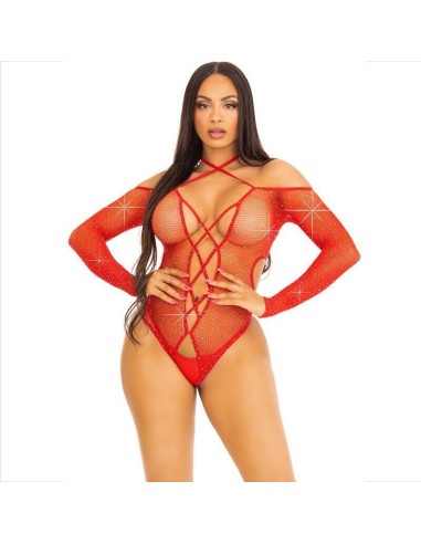 Leg Avenue - Body Crotchless Con Brillo Rojo