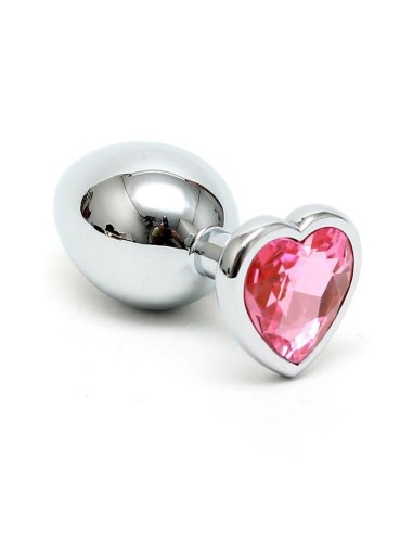 Plug Anal Acero Inox Cristal Corazón Rosa