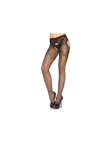 Leg Avenue - Pantie En Red Bordada Negro Elegante