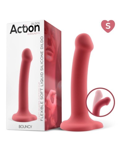 Dildo Bouncy  Silicona Líquida Hiper Flexible 6.5 - 16.5 Cm Talla S Burgundy