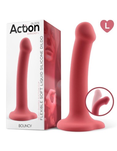 Dildo Bouncyerojugdil  Silicona Líquida Hiper Flexible 7.5 - 19 Cm Talla L Burgundy