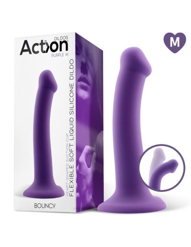 Dildo Bouncy  Silicona Líquida Hiper Flexible 7 - 18 Cm Talla M Púrpura