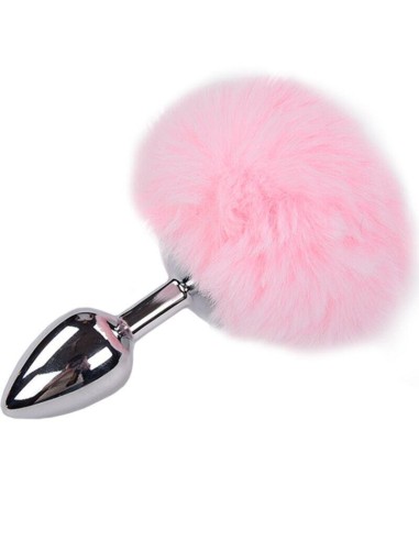 Alive - Anal Pleasure Plug Liso Metal Pompon Rosa Talla S