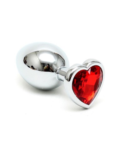 Plug Anal Acero Inox Cristal Corazón Rojo