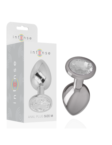 Intense - Plug Anal Metal Aluminio Con Cristal Plata Talla M